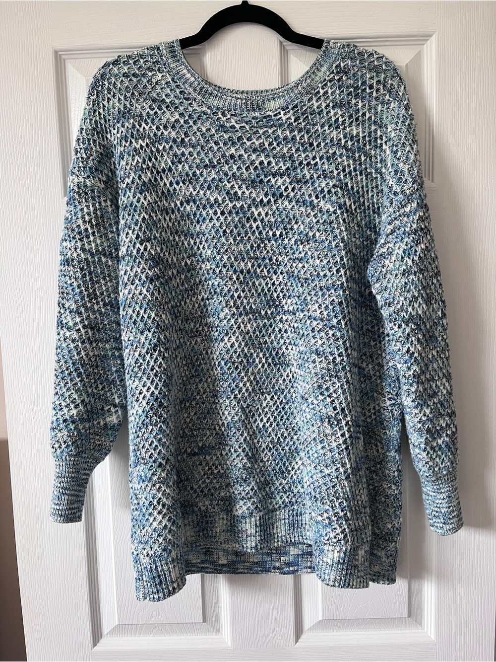 Isabel Maternity Blue Multicolor Space Dye Knit Tunic Length Sweater